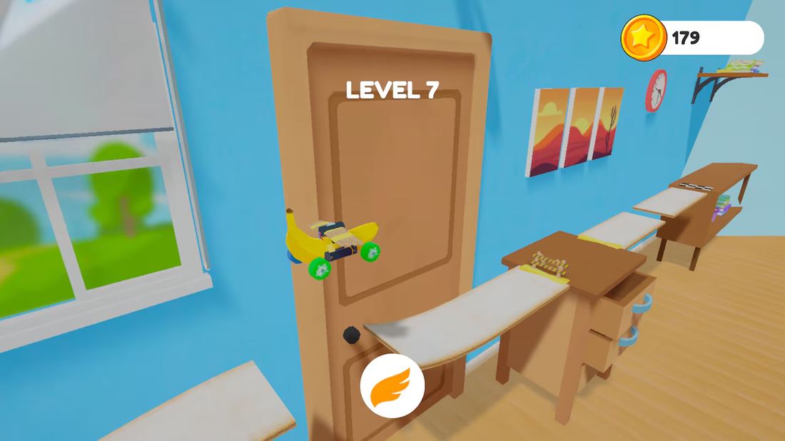 A track game where you ride everyday objects, 12 levels
