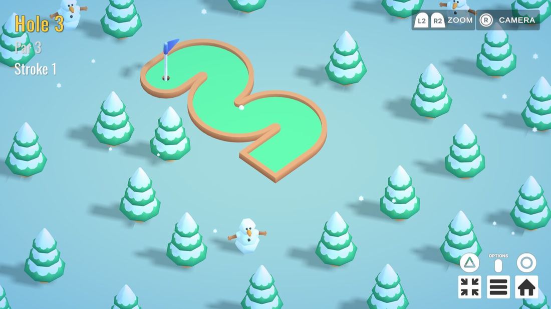 A tile-built minigolf with 50 levels