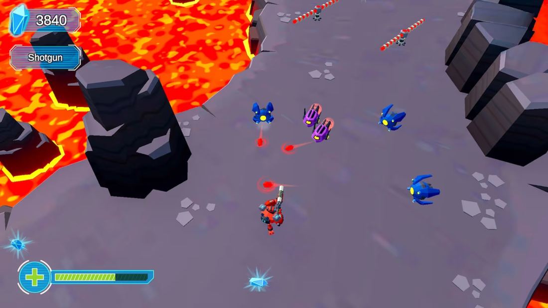 A top-down alien shooter with different weapons, 12 levels