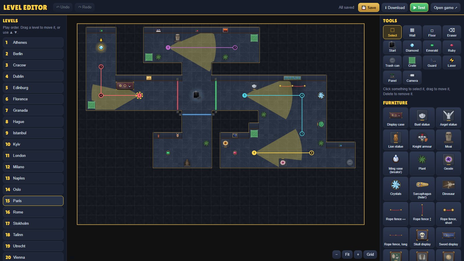 Lootseum level editor with the Paris level open